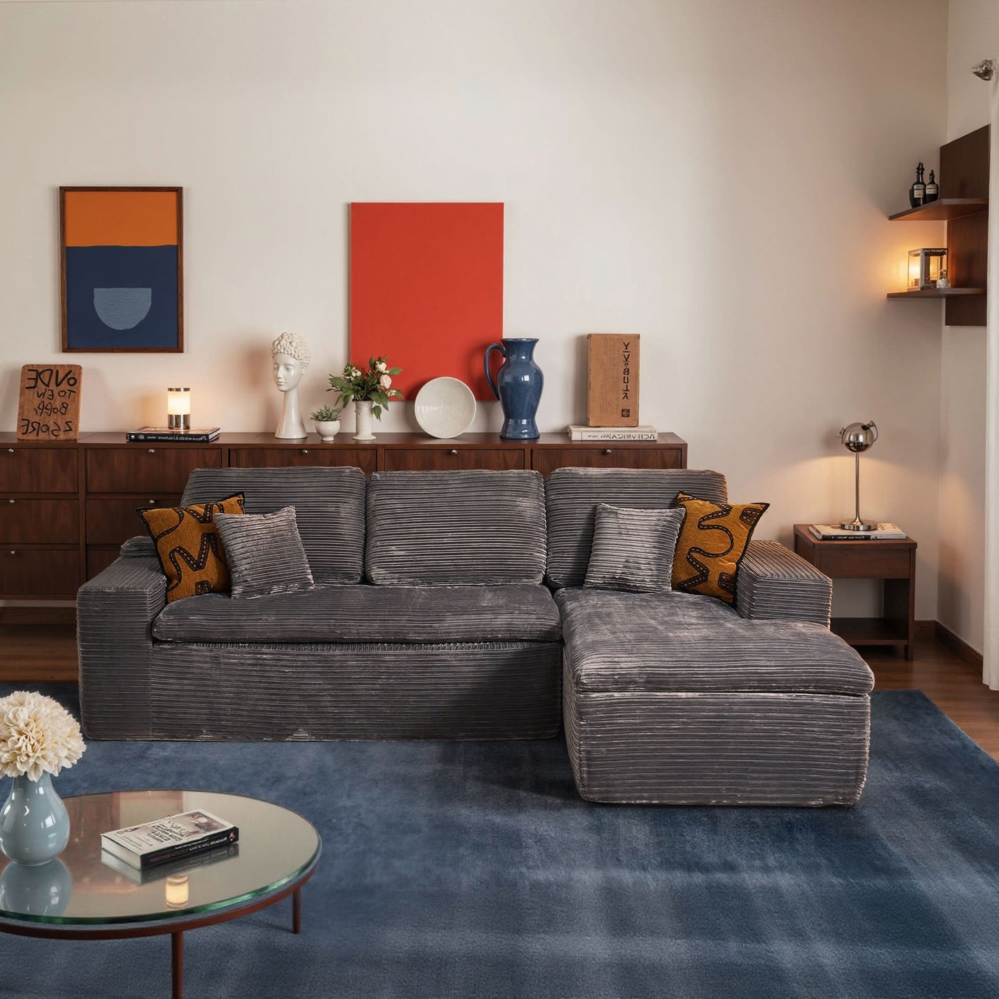 Modular L-Shape Sectional Sofa with Chaise, Deep Seat Cloud Couch