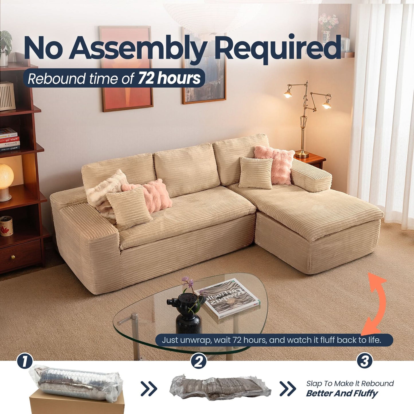 Modular L-Shape Sectional Sofa with Chaise, Deep Seat Cloud Couch