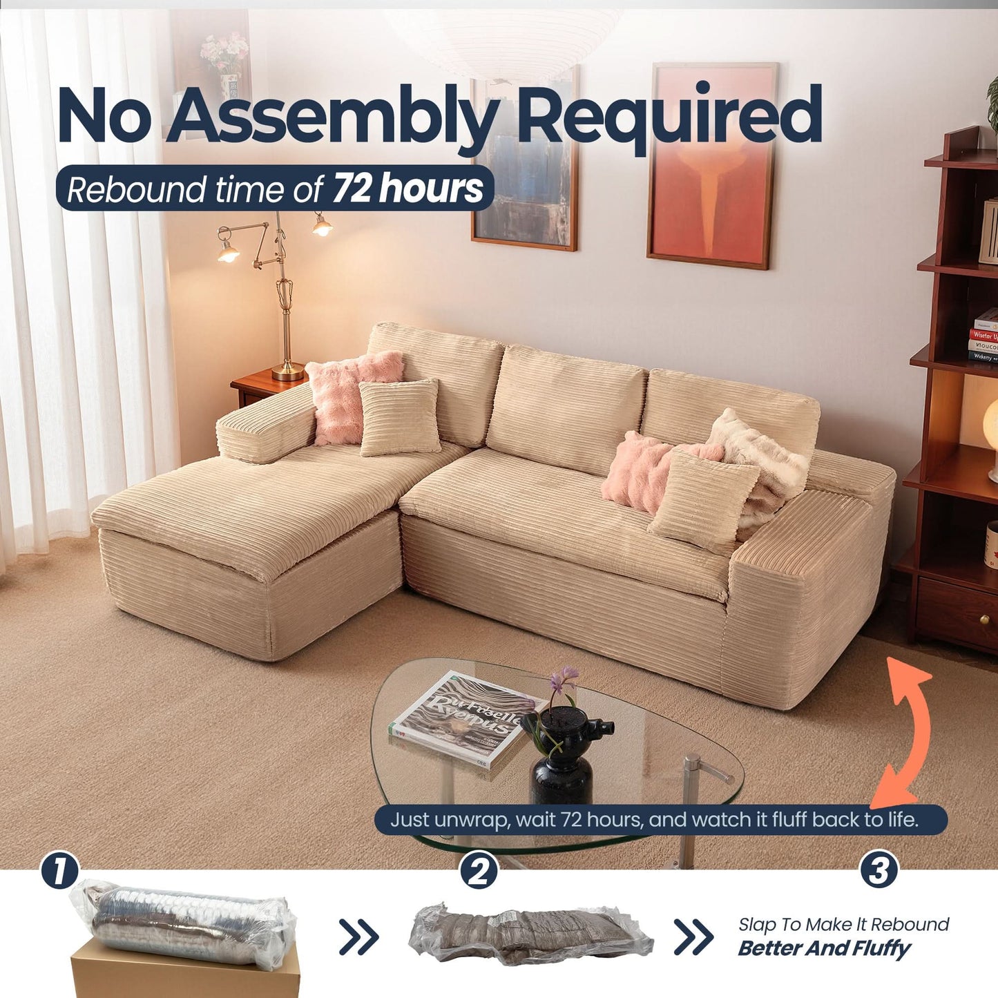 Modular L-Shape Sectional Sofa with Chaise, Deep Seat Cloud Couch