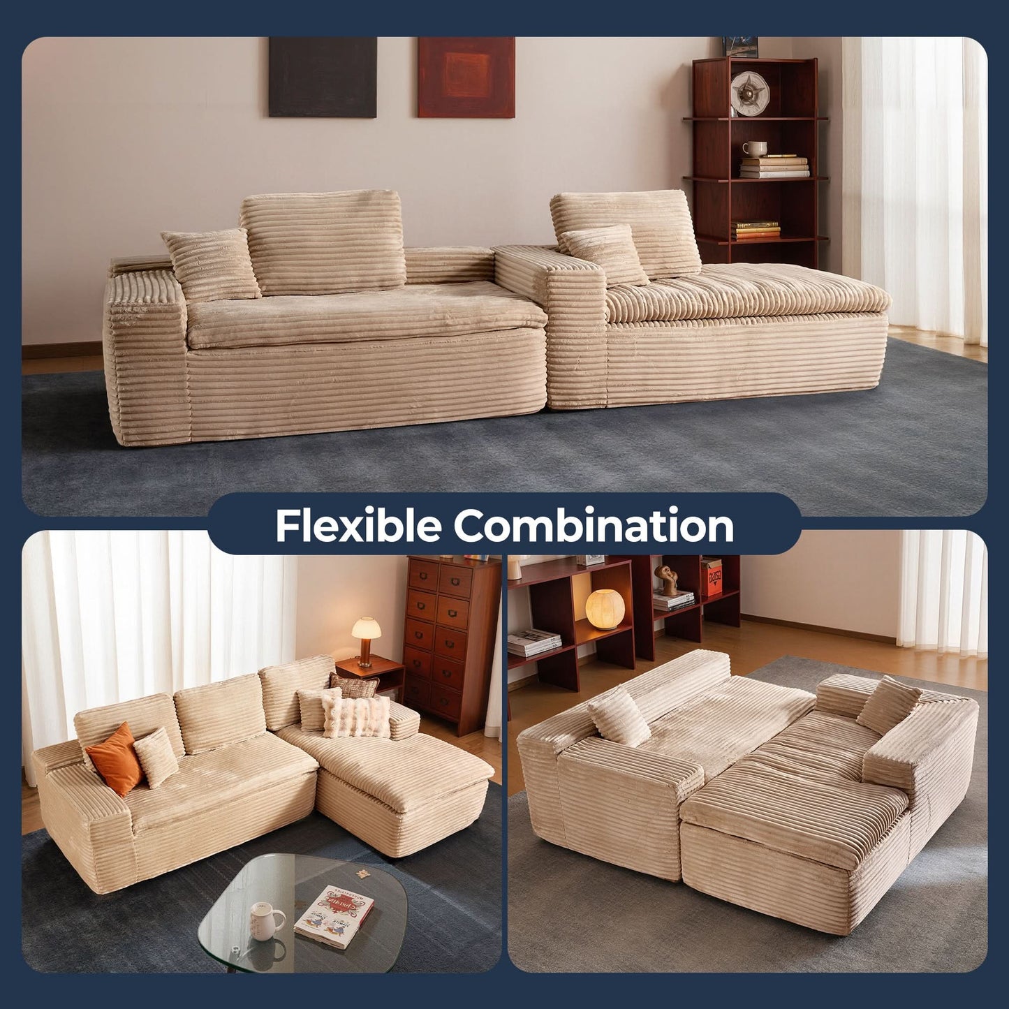 Modular L-Shape Sectional Sofa with Chaise, Deep Seat Cloud Couch