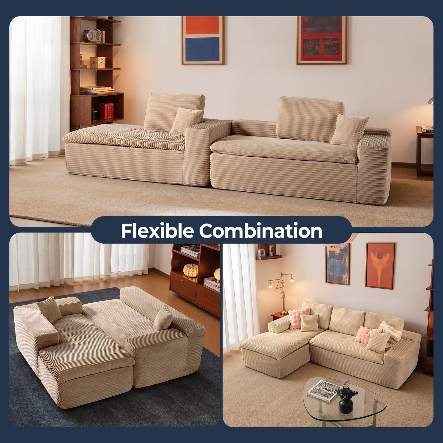 Modular L-Shape Sectional Sofa with Chaise, Deep Seat Cloud Couch