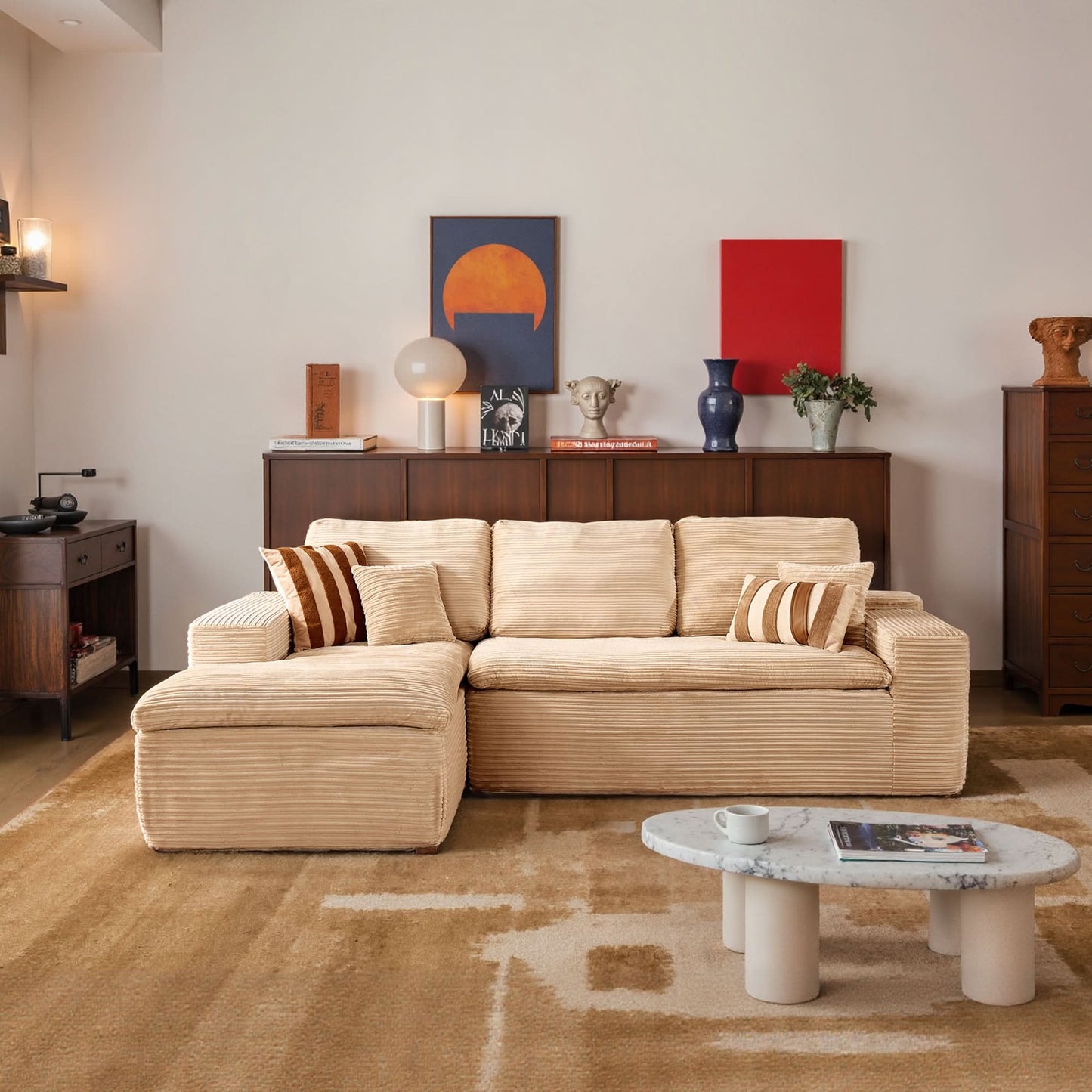 Modular L-Shape Sectional Sofa with Chaise, Deep Seat Cloud Couch