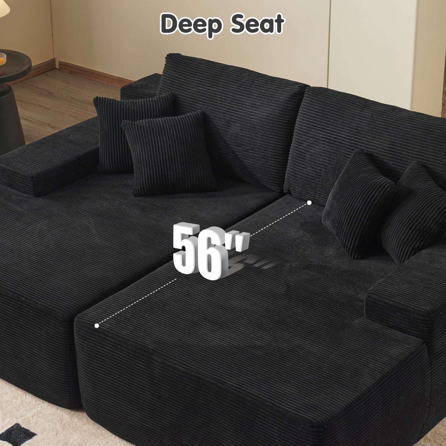 81.2" Cloud Plush Oversized Sectional with Double Chaise – Sofa Bed Comfort, No Assembly Required