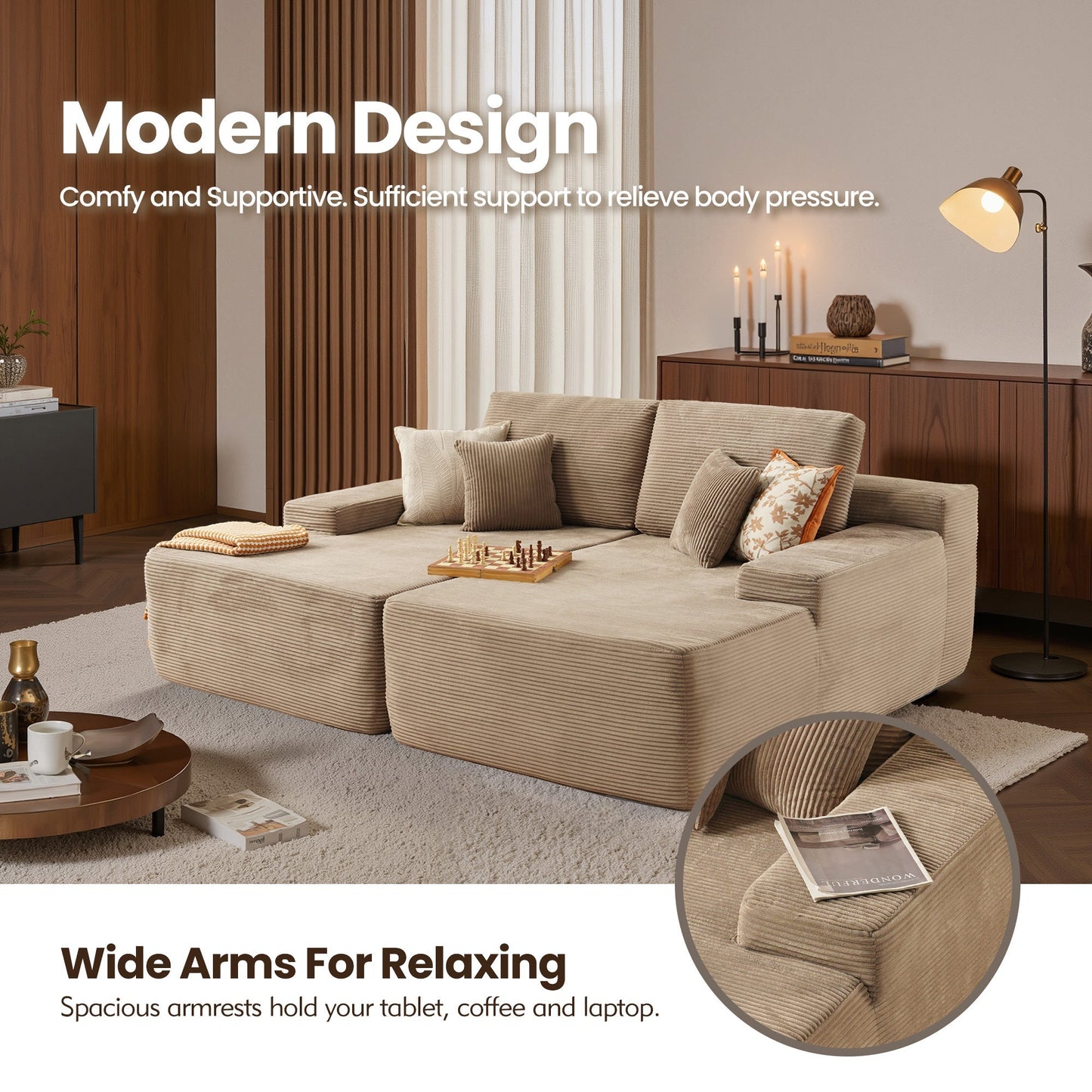 81" Boneless Sofa, Sleeper Couch, No Assembly Required