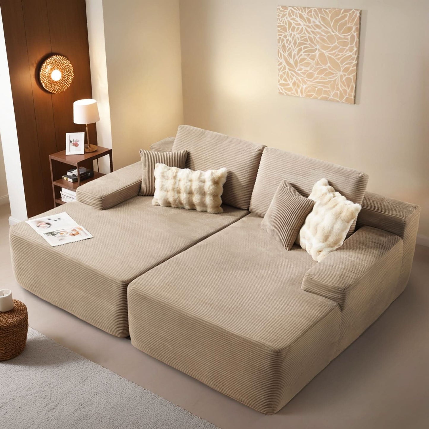 81.2" Cloud Plush Oversized Sectional with Double Chaise – Sofa Bed Comfort, No Assembly Required
