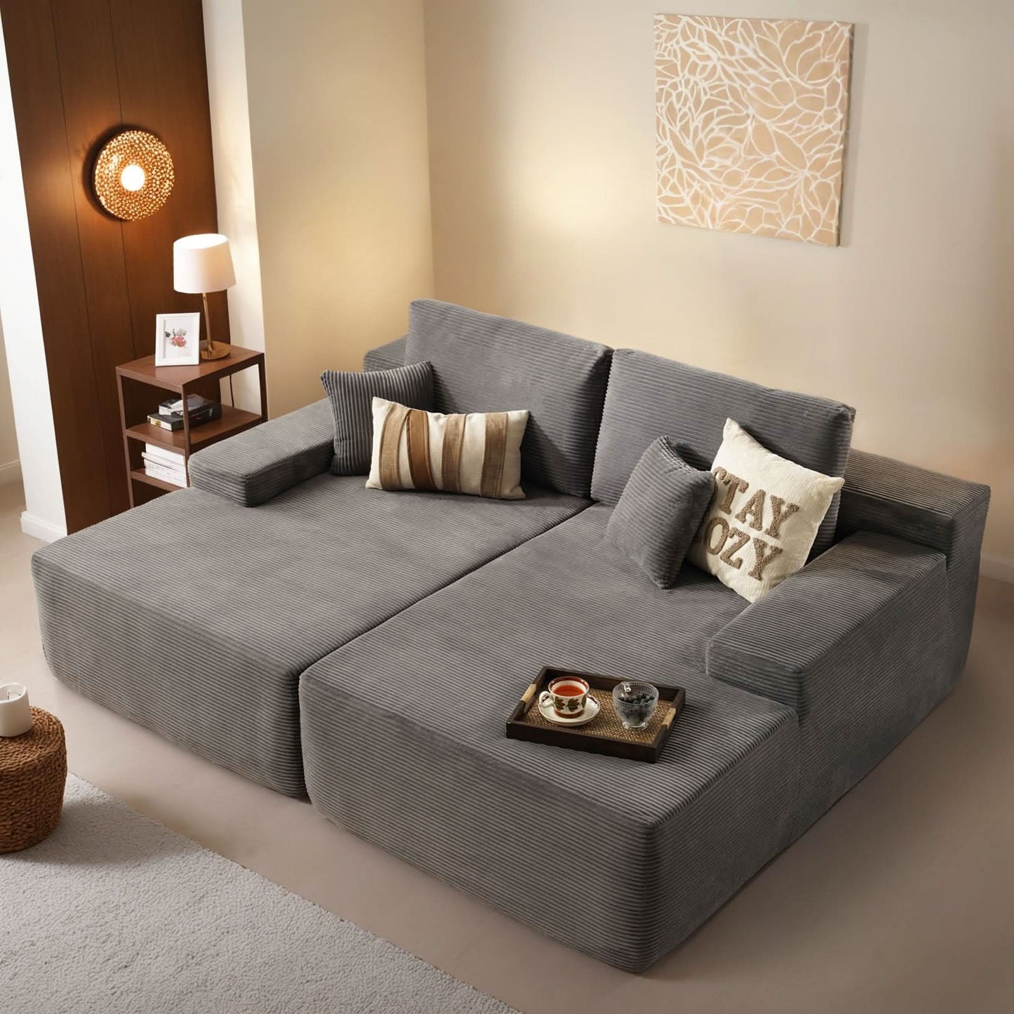 81.2" Cloud Plush Oversized Sectional with Double Chaise – Sofa Bed Comfort, No Assembly Required