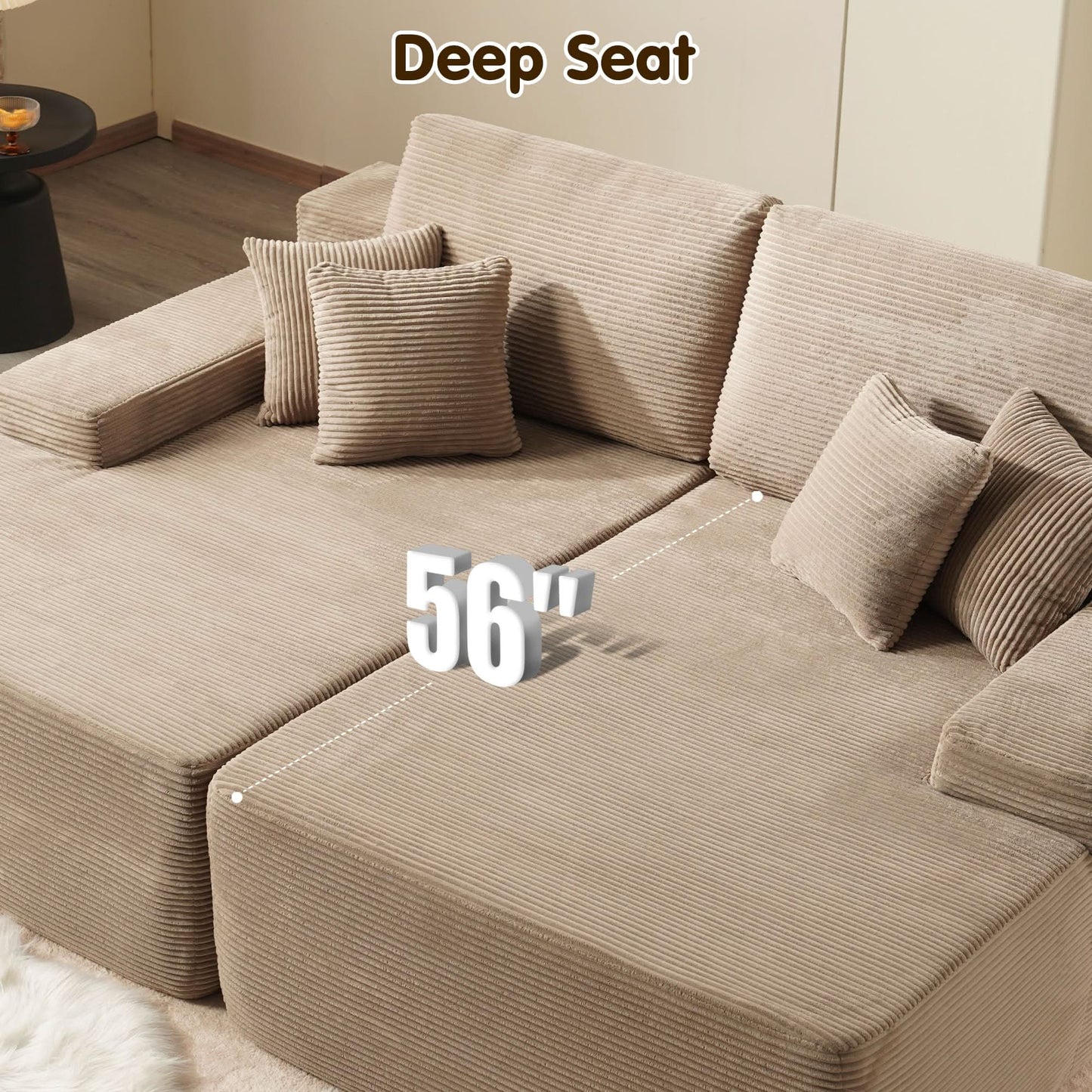 81.2" Cloud Plush Oversized Sectional with Double Chaise – Sofa Bed Comfort, No Assembly Required