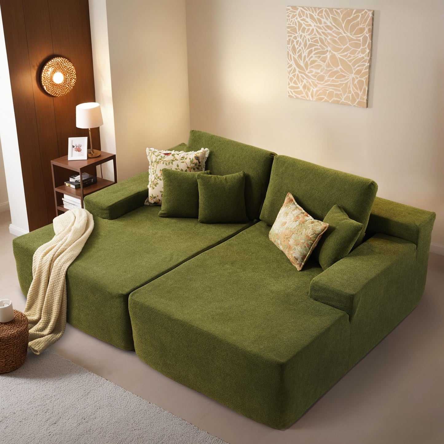 81.2" Upholstered Sleeper Sofa with Pillow, No Assembly Required