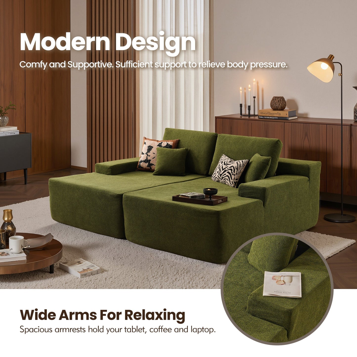 81" Boneless Sofa, Sleeper Couch, No Assembly Required