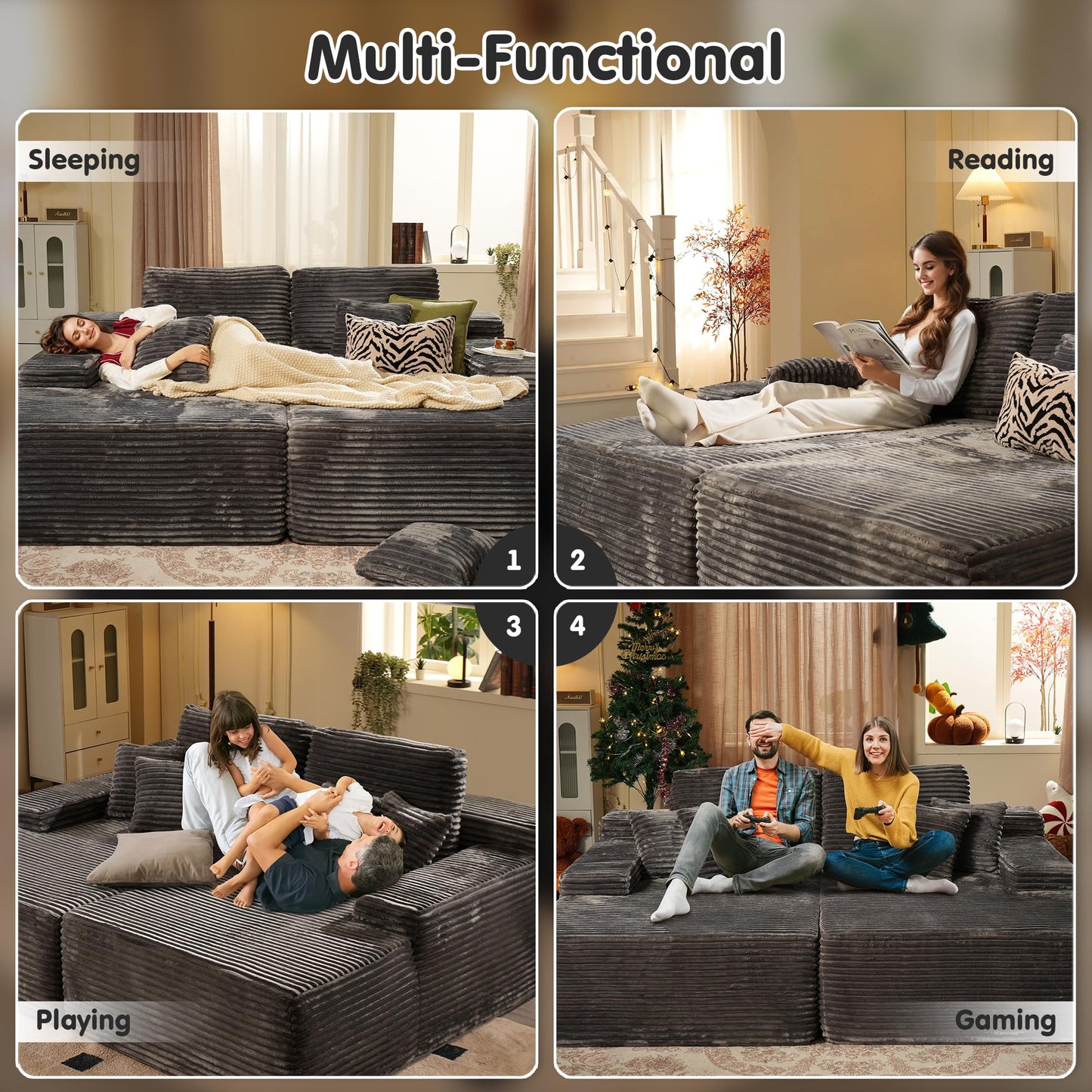 81" Boneless Sofa, Sleeper Couch, No Assembly Required
