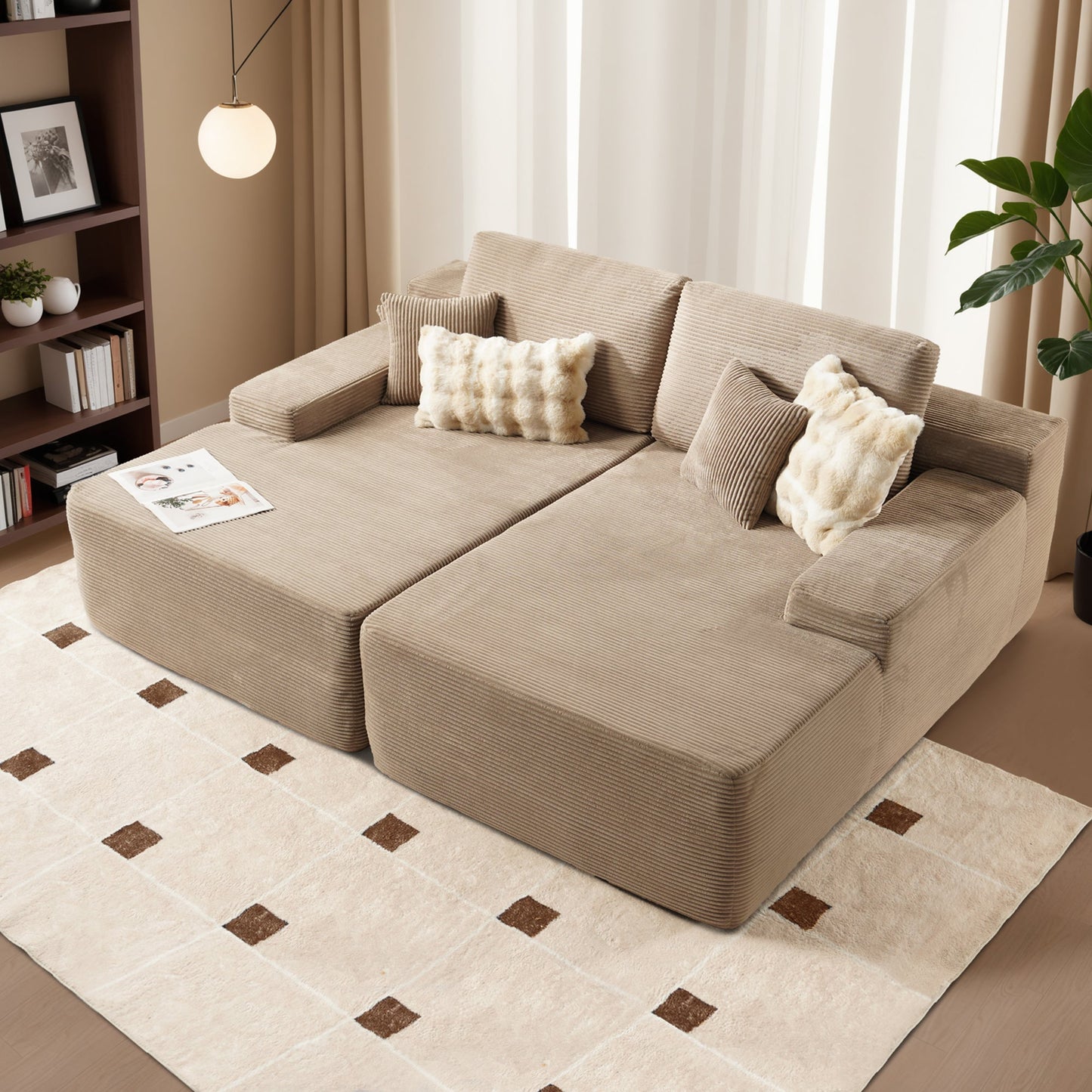 81.2" Cloud Plush Oversized Sectional with Double Chaise – Sofa Bed Comfort, No Assembly Required