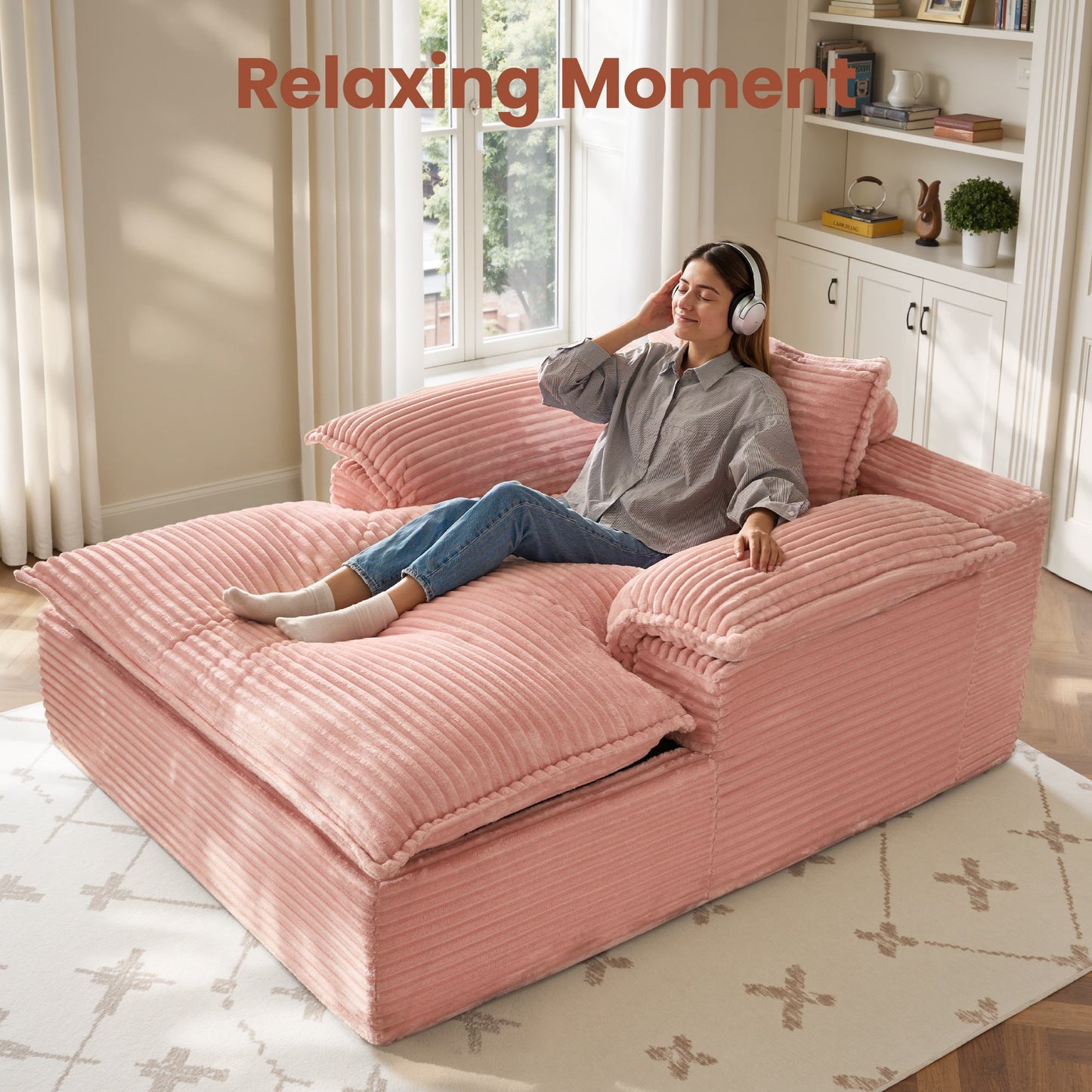 67" Boneless Lounge Chaise with Cloud Plush Sofa Bed, No Assembly Required