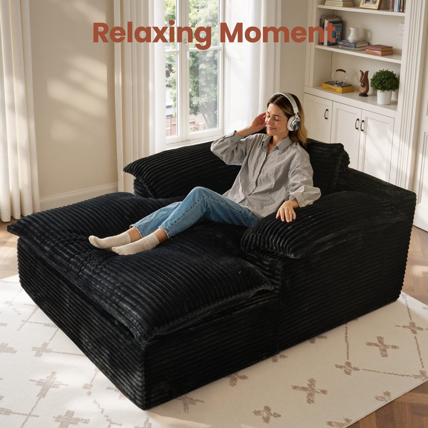 67" Boneless Lounge Chaise with Cloud Plush Sofa Bed, No Assembly Required