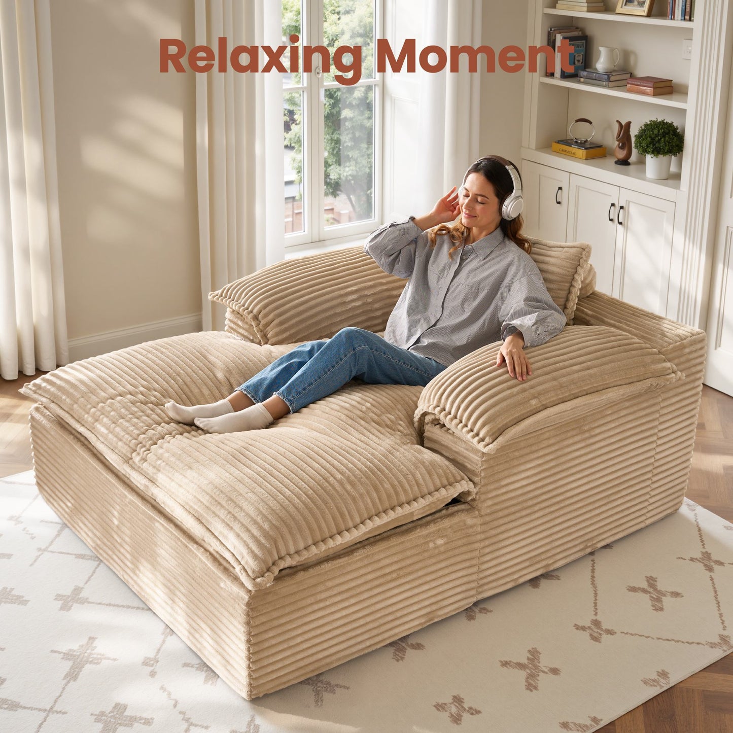 67" Boneless Lounge Chaise with Cloud Plush Sofa Bed, No Assembly Required