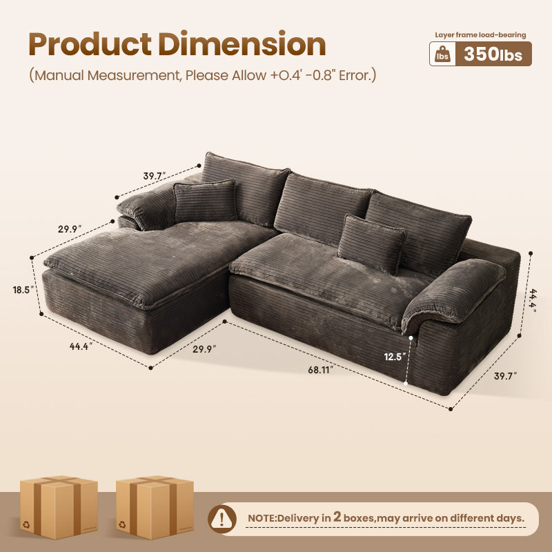 105" Modular Sectional Sofa with Chaise,Deep Seat Cloud Couch, Modern L-Shape