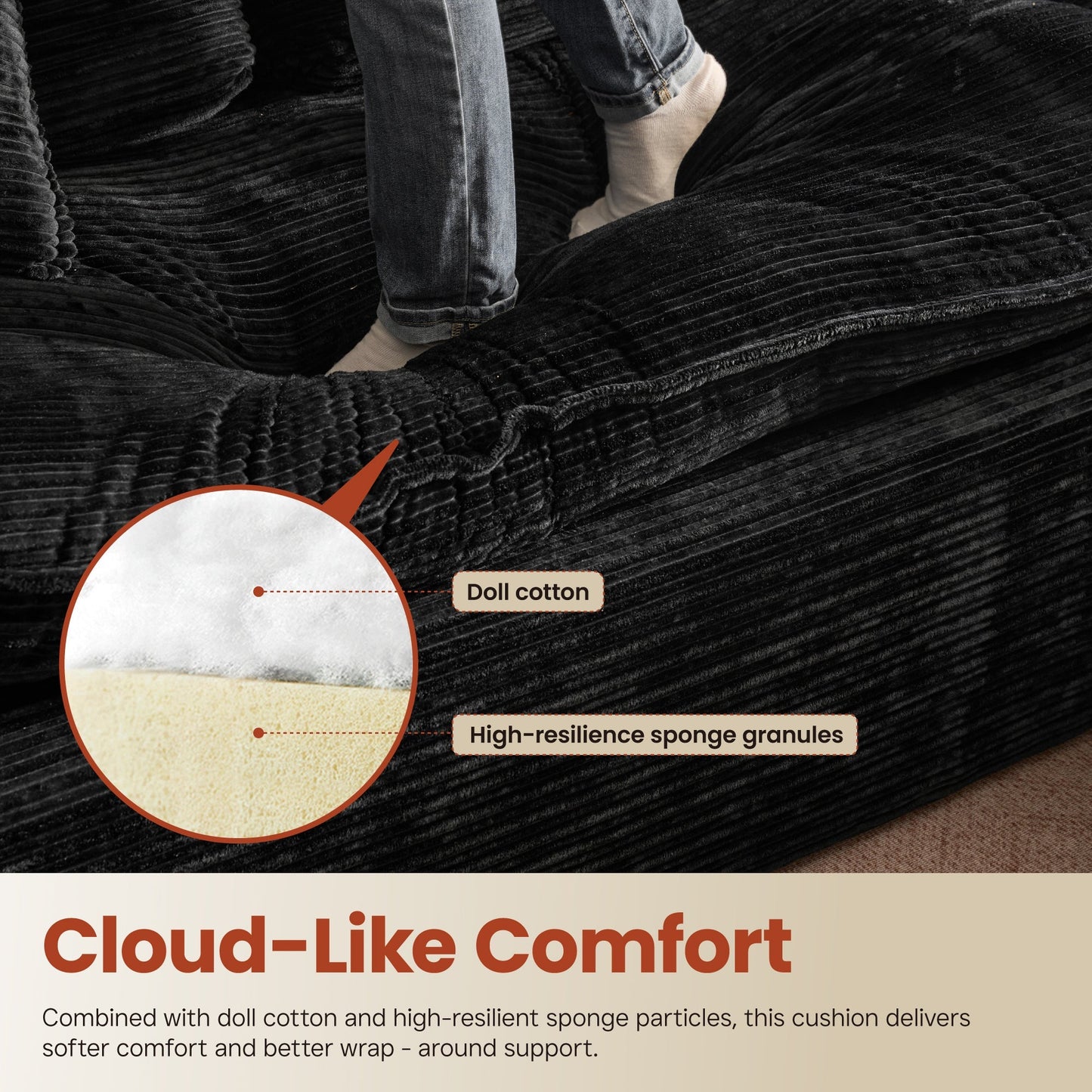 105" Modular Sectional Sofa with Chaise,Deep Seat Cloud Couch, Modern L-Shape