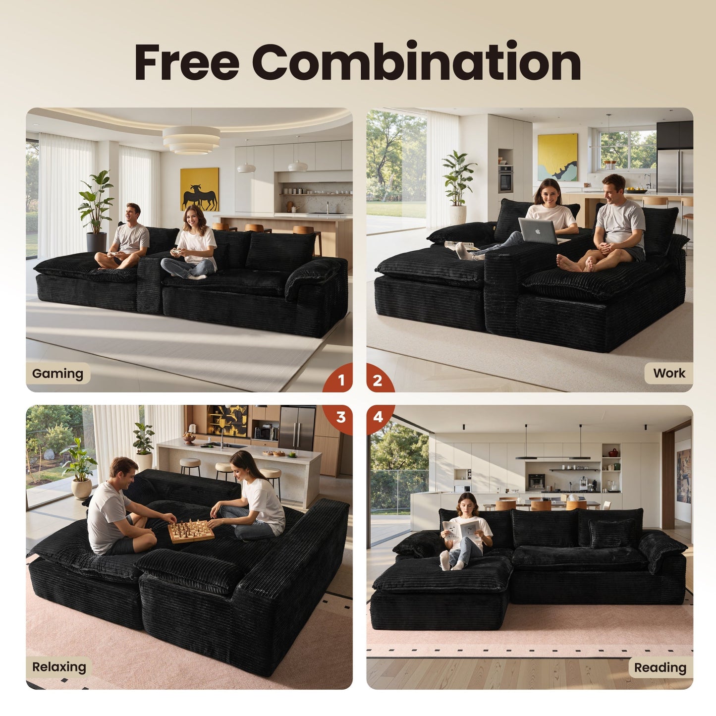 105" Modular Sectional Sofa with Chaise,Deep Seat Cloud Couch, Modern L-Shape