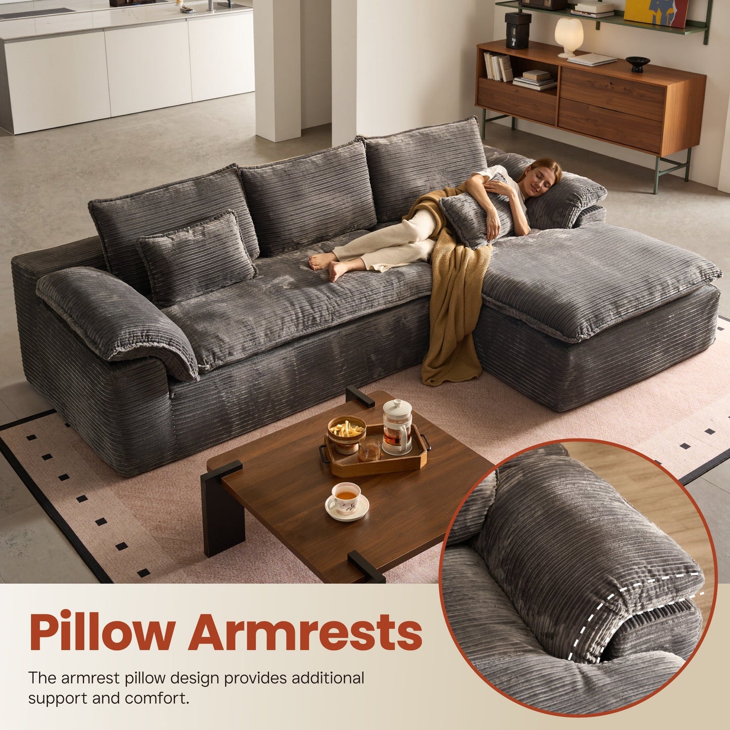105" Modular Sectional Sofa with Chaise,Deep Seat Cloud Couch, Modern L-Shape