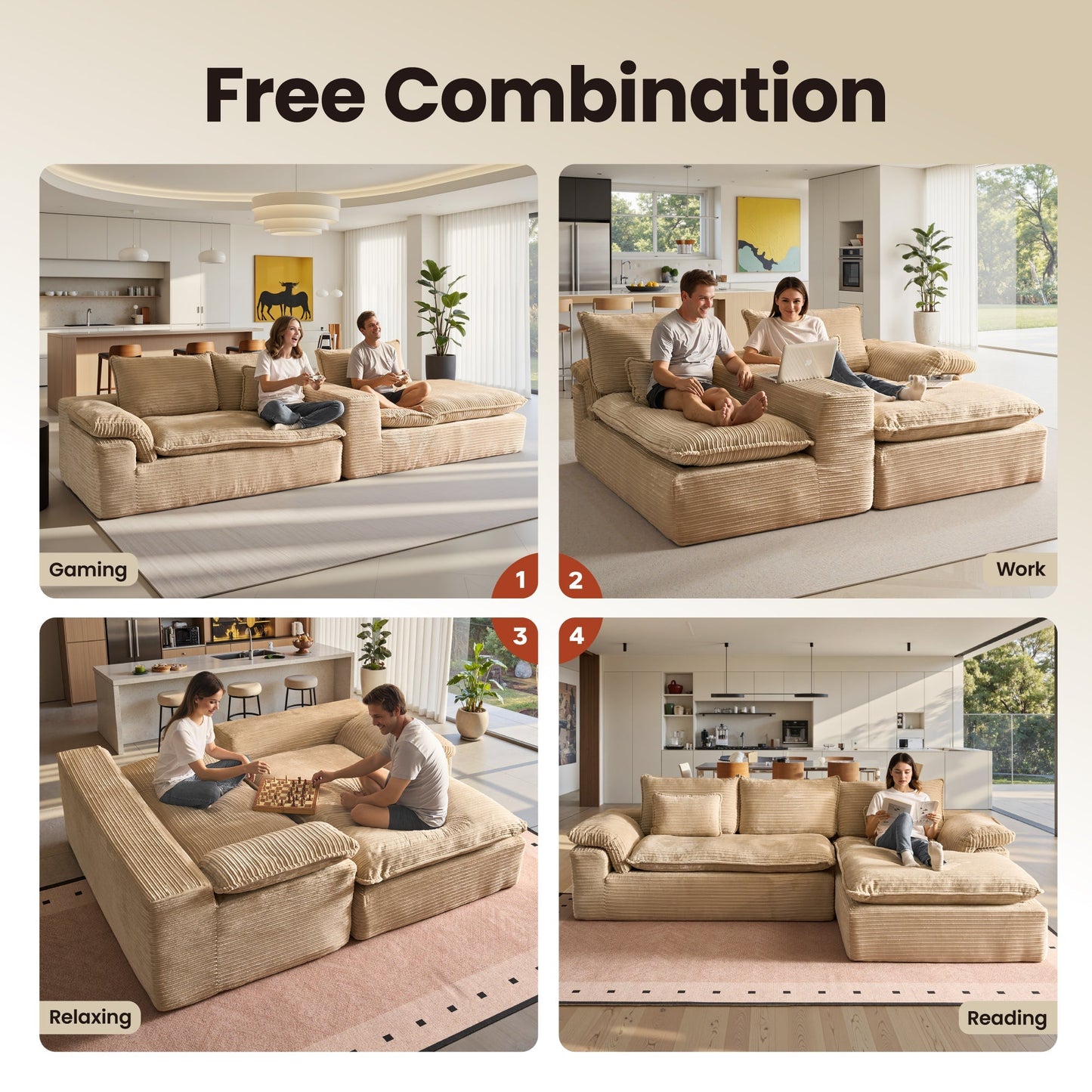 105" Modular Sectional Sofa with Chaise,Deep Seat Cloud Couch, Modern L-Shape