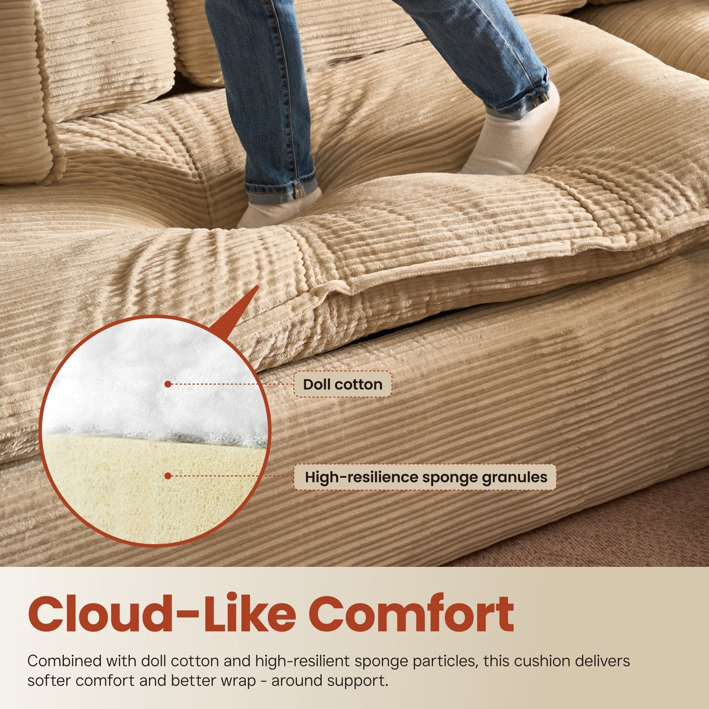 105" Modular Sectional Sofa with Chaise,Deep Seat Cloud Couch, Modern L-Shape