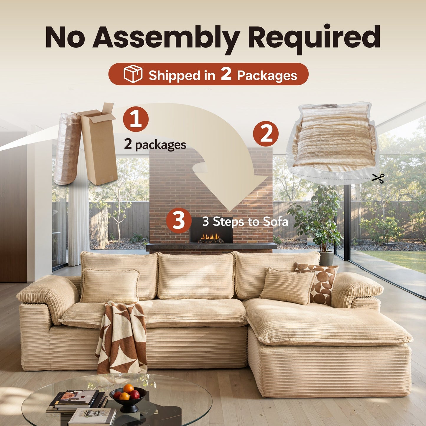 105" Modular Sectional Sofa with Chaise,Deep Seat Cloud Couch, Modern L-Shape