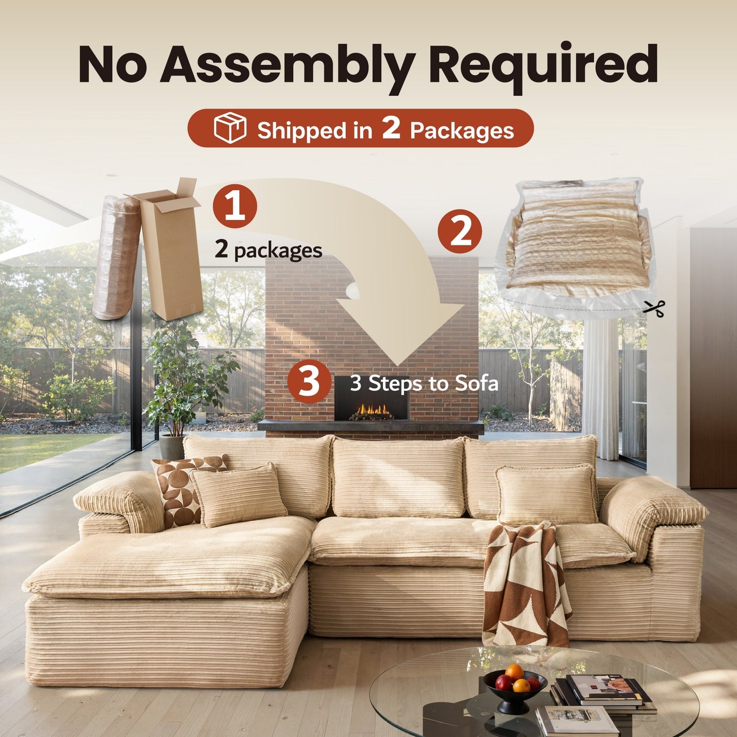 105" Modular Sectional Sofa with Chaise,Deep Seat Cloud Couch, Modern L-Shape