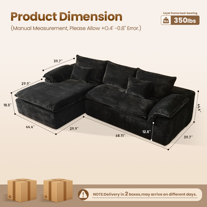 105" Modular Sectional Sofa with Chaise,Deep Seat Cloud Couch, Modern L-Shape