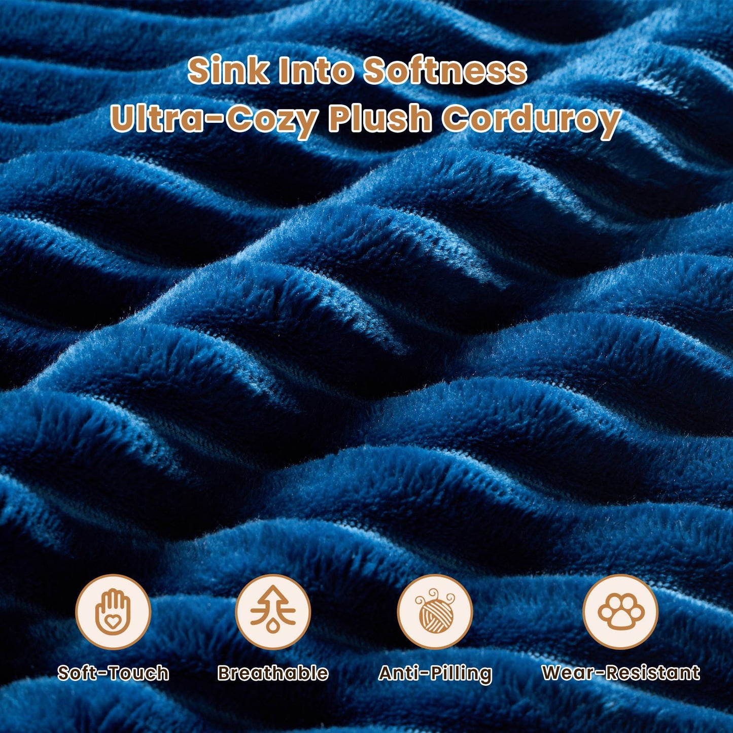 134" U-Shape Modular Couch , Plush Corduroy Fabric, No Assembly Required