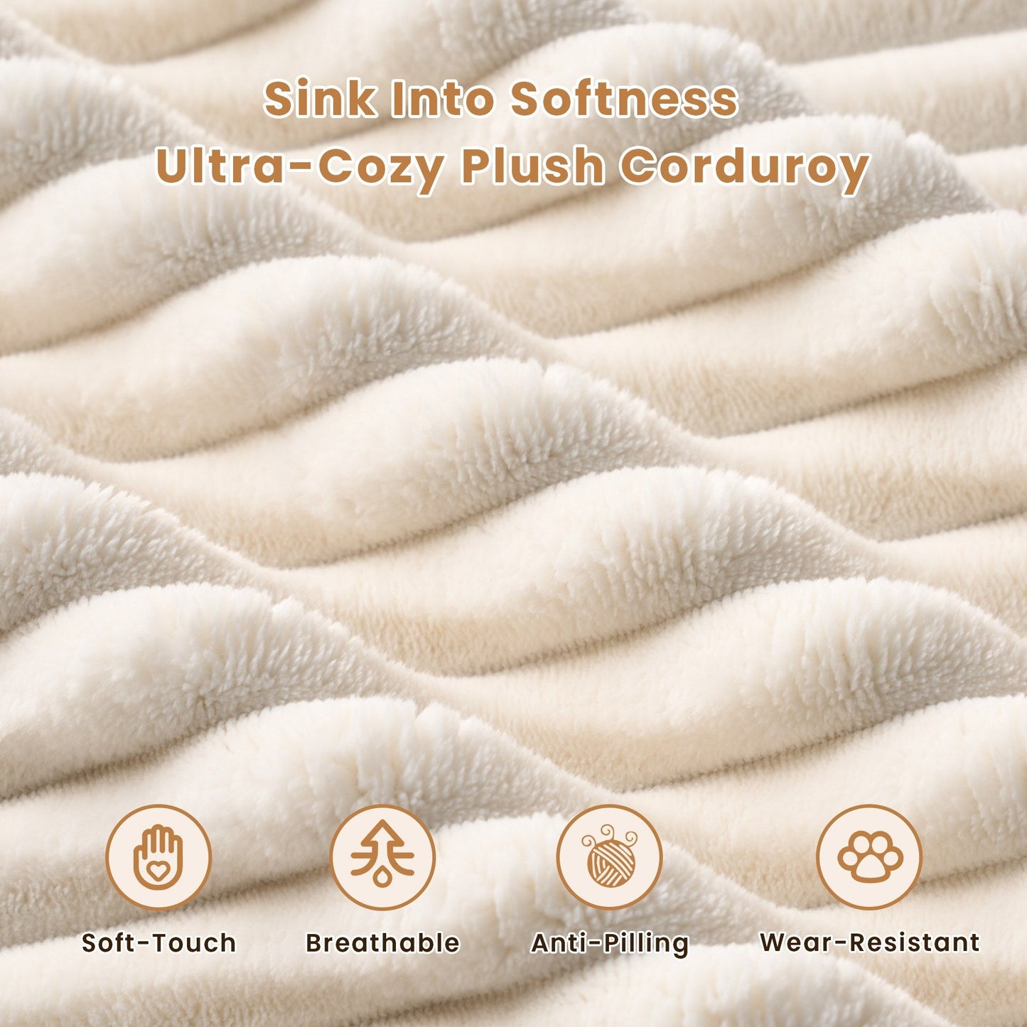 134" U-Shape Modular Couch , Plush Corduroy Fabric, No Assembly Required