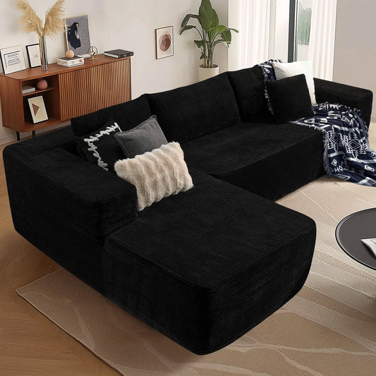 104" L-Shape Modular Couch with Chaise,Corduroy Fabric,No Assembly Required