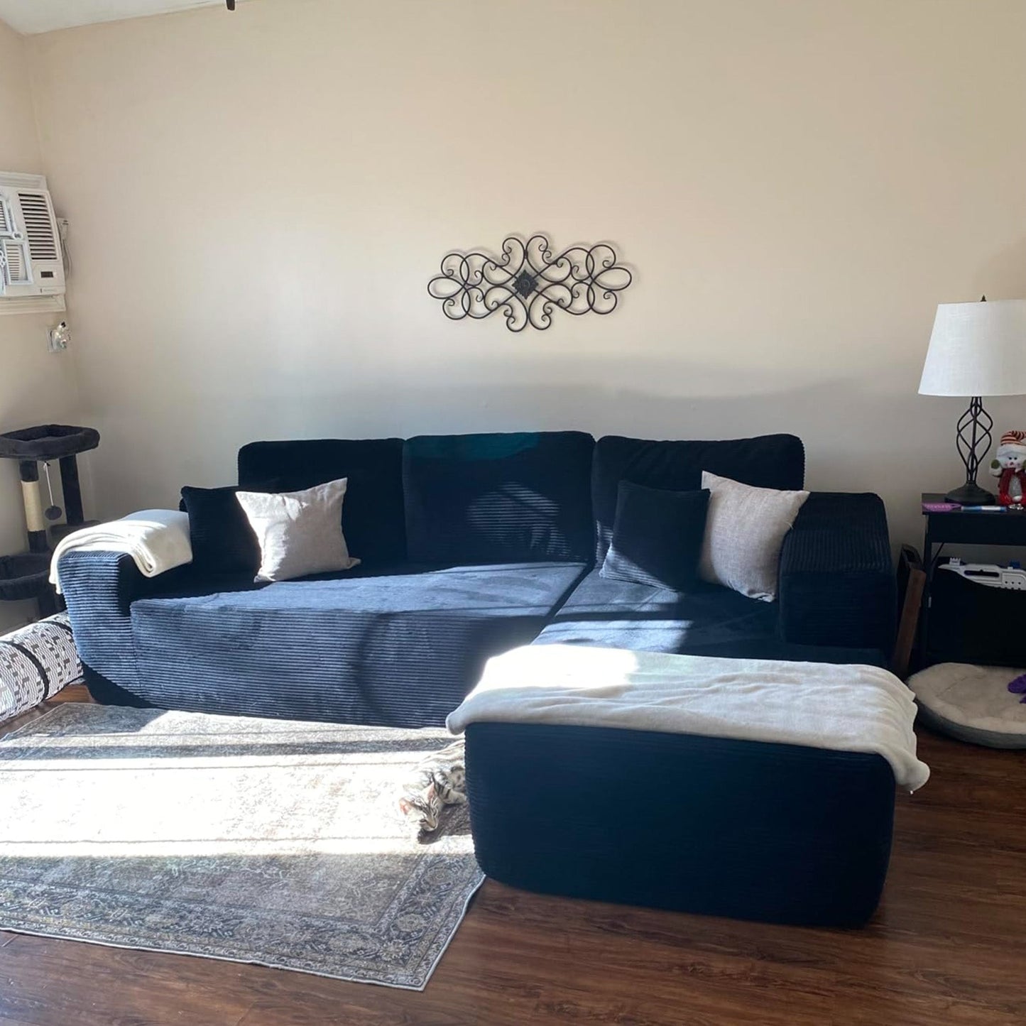 104" L-Shape Modular Couch with Chaise,Corduroy Fabric,No Assembly Required
