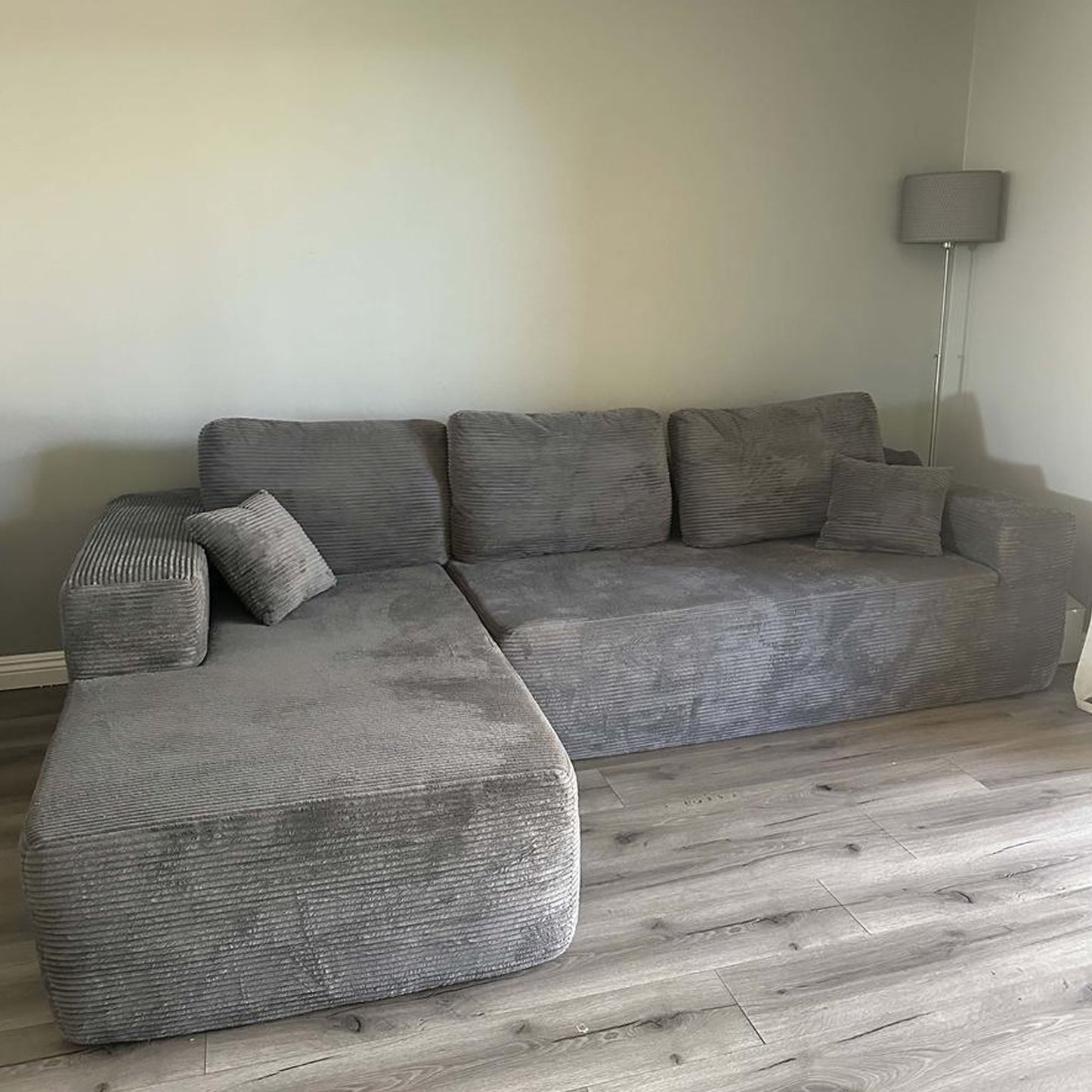 104" L-Shape Modular Couch with Chaise,Corduroy Fabric,No Assembly Required