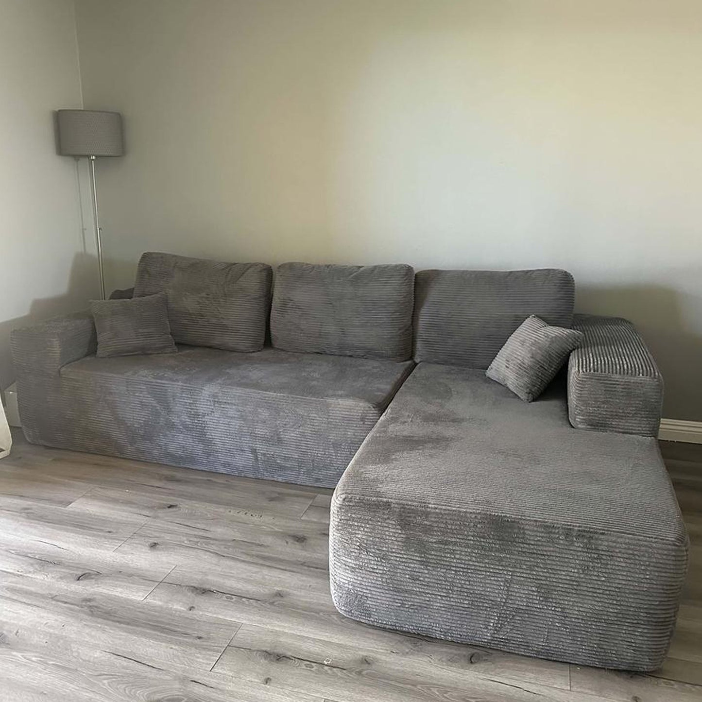 104" L-Shape Modular Couch with Chaise,Corduroy Fabric,No Assembly Required